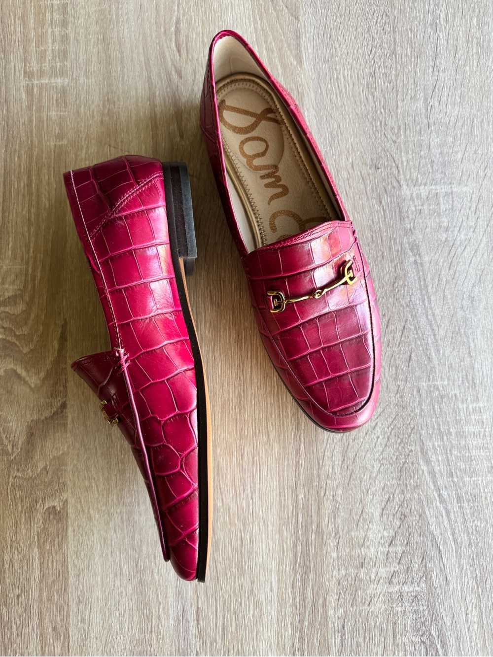 Sam Edelman Pink Croc Embossed Loraine Loafer Size 8.5